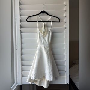 Lulus Lush cream White Mini Skater Dress Lace Strappy small